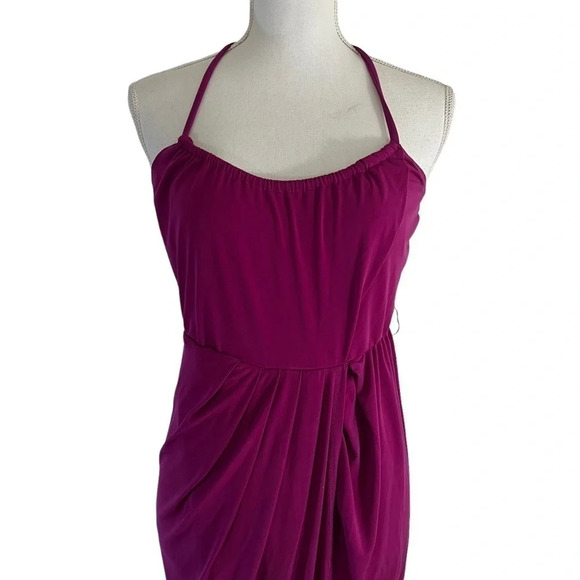 Caribbean Queen Dress Jewel Tone Purple Adjustable Halter Tie Strap Stretch - Picture 5 of 7